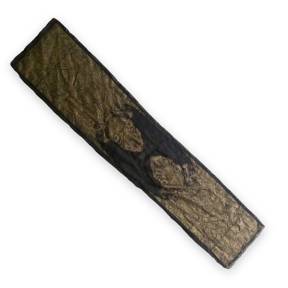 Vintage Avon Black Gold Filigree Sheer Scarf Boho Bohemian Retro - Picture 2 of 5